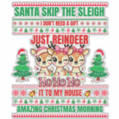 トナカイのクリスマスメリークリスマス シール (正面)