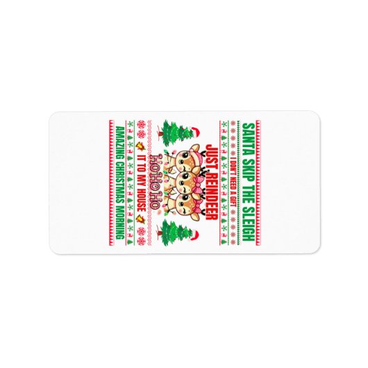 トナカイのクリスマスメリークリスマス ラベル (正面)