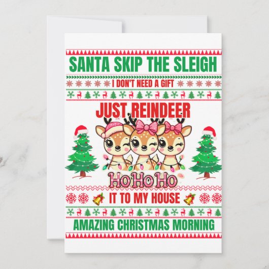 トナカイのクリスマスメリークリスマス 招待状 (正面)