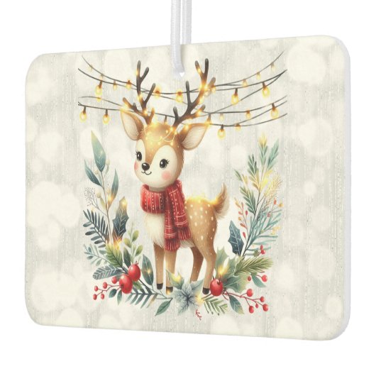 トナカイのクリスマスライトキラキラ カーエアーフレッシュナー (左)