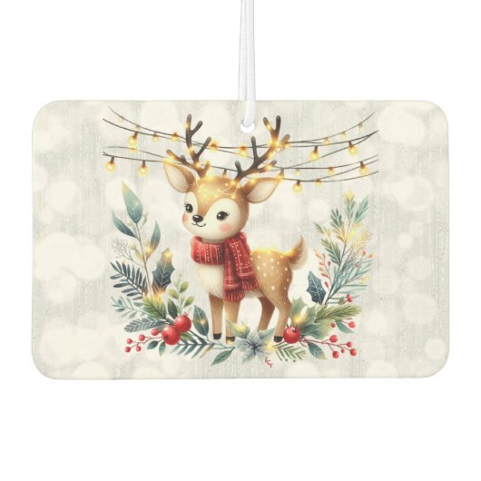 トナカイのクリスマスライトキラキラ カーエアーフレッシュナー (正面)