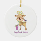 トナカイのクリスマスライト セラミックオーナメント (正面)