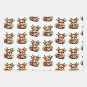 トナカイのクリスマスラッピング紙フラットシート–3セット ラッピングペーパーシート (正面3)