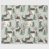 トナカイのクリスマスラッピング紙 ラッピングペーパー (フラット)
