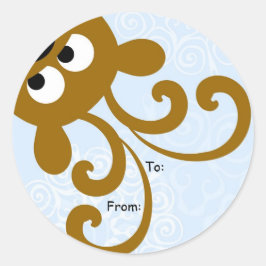 トナカイのクリスマスラベルを覗く：宛先： ラウンドシール