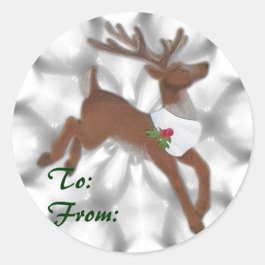 トナカイのクリスマスラベル ラウンドシール (正面)