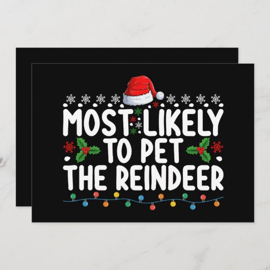 トナカイのクリスマス休暇を気に入る可能性が最も高い 招待状 (正面/裏面)