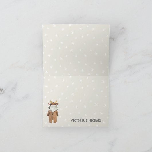 トナカイのクリスマス冬の赤ちゃんシャワー サンキューカード (内部)