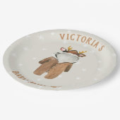 トナカイのクリスマス冬の赤ちゃんシャワー ペーパープレート (アングル)