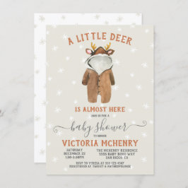 トナカイのクリスマス冬の赤ちゃんシャワー 招待状