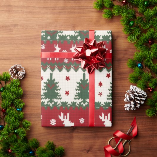 トナカイのクリスマス包装紙 ラッピングペーパー (クリスマスギフト)