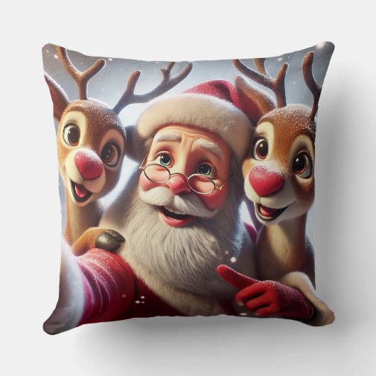 トナカイのクリスマス祝とサンタクロース クッション (裏面)