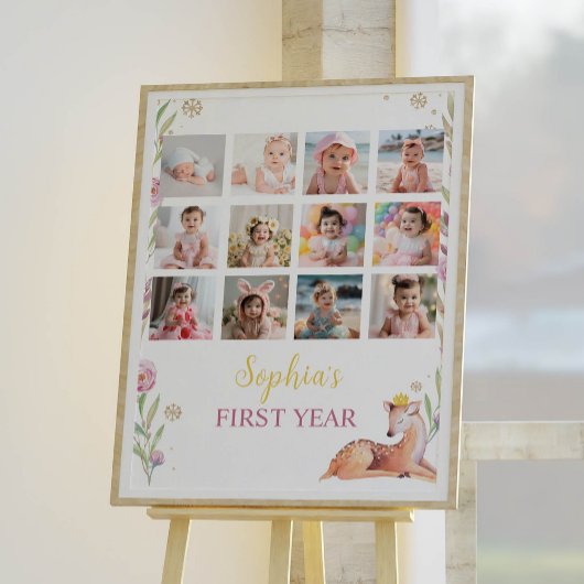 トナカイのクリスマス誕生日写真マイルストーンポスター ポスター