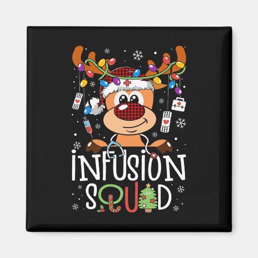 トナカイのクリスマス輸液ナース分隊のステソスコップ マグネット (正面)