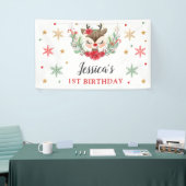 トナカイのクリスマス1st誕生日の冬の鹿 横断幕 (トレードショー)