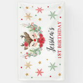 トナカイのクリスマス1st誕生日の冬の鹿 横断幕 (縦)
