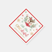 トナカイのクリスマス1st誕生日レッドウィンターディアー スタンダードカクテルナプキン (角)