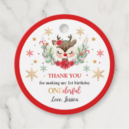 トナカイのクリスマス1st誕生日レッドウィンターディアー フェイバータグ