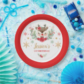 トナカイのクリスマス1st誕生日レッドウィンターディアー ペーパープレート (パーティー)