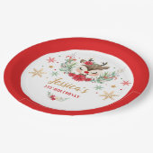 トナカイのクリスマス1st誕生日レッドウィンターディアー ペーパープレート (アングル)