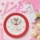 トナカイのクリスマス1st誕生日レッドウィンターディアー ペーパープレート (パーティー)