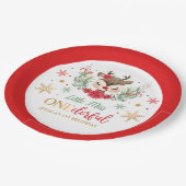 トナカイのクリスマス1st誕生日レッドウィンターディアー ペーパープレート (アングル)