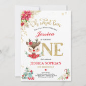 トナカイのクリスマス1st誕生日レッドウィンターディアー 招待状 (正面)