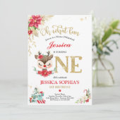 トナカイのクリスマス1st誕生日レッドウィンターディアー 招待状 (スタンド正面)