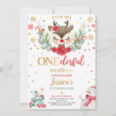 トナカイのクリスマス1st誕生日レッドウィンターディアー 招待状 (正面)