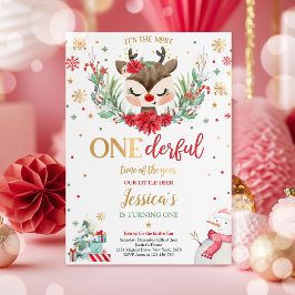 トナカイのクリスマス1st誕生日レッドウィンターディアー 招待状