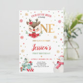 トナカイのクリスマス1st誕生日レッドウィンターディアー 招待状 (スタンド正面)