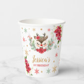 トナカイのクリスマス1st誕生日レッドウィンターディアー 紙コップ (正面)