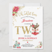 トナカイのクリスマス2ndバースデーレッドウィンターディアー 招待状 (正面)