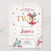 トナカイのクリスマス2ndバースデーレッドウィンターディアー 招待状 (正面)