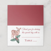 トナカイのクリスマス·ウィンター·レッド結婚の鹿のフローラ プレイスカード (外部開封)