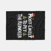 トナカイのクリスマス・クリスマス・ファムを愛撫する可能性が最も高い フリースブランケット (正面(横))