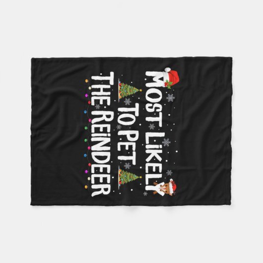 トナカイのクリスマス・クリスマス・ファムを愛撫する可能性が最も高い フリースブランケット (正面(横))
