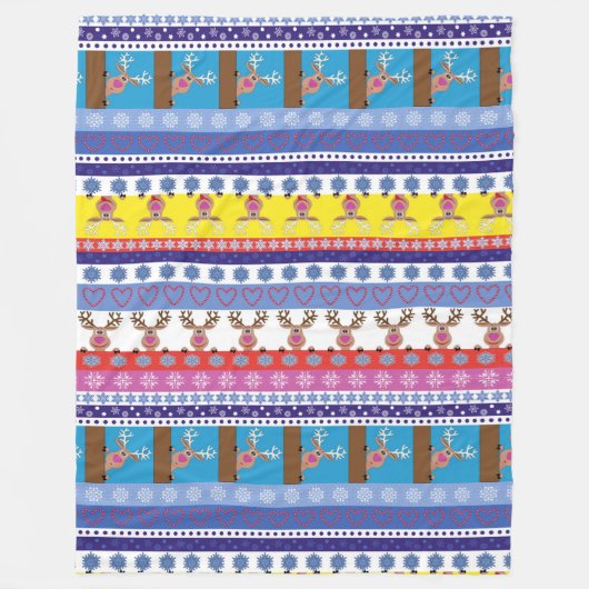 トナカイのクリスマス フリースブランケット (正面)