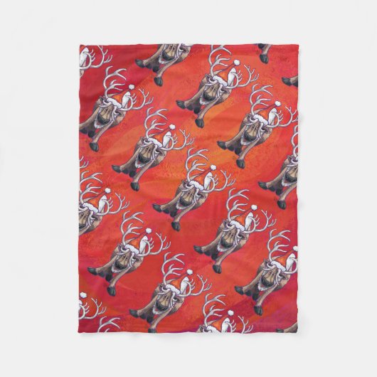 トナカイのクリスマス フリースブランケット (正面)