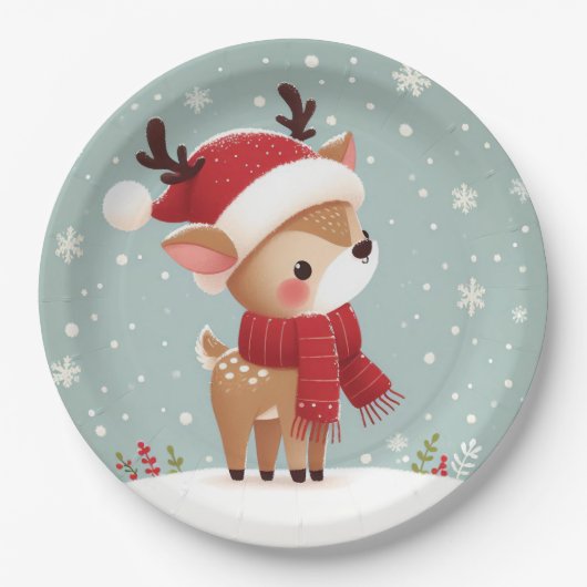 トナカイのクリスマス ペーパープレート (正面)