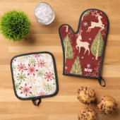 トナカイのクリスマス 鍋つかみ&鍋敷きセット (トップダウン)