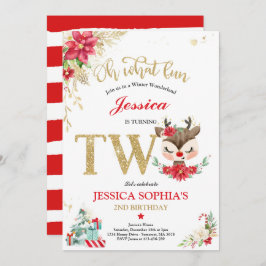トナカイのクリスマス 2歳の誕生日 赤い冬の鹿 招待状