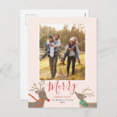 トナカイのゲームホリデーフォトカード シーズンポストカード (正面/裏面)