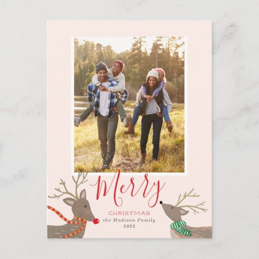 トナカイのゲームホリデーフォトカード シーズンポストカード (正面)