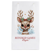 トナカイのゲーム開始！休日抱き枕 スモールペーパーバッグ (正面)