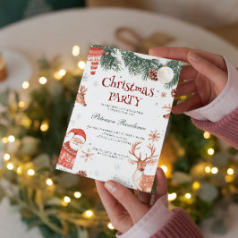 トナカイのサンタとオーナメントクリスマスパーティー 招待状