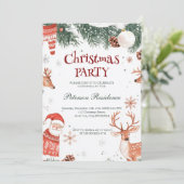 トナカイのサンタとオーナメントクリスマスパーティー 招待状 (スタンド正面)