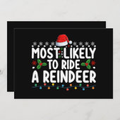 トナカイのサンタ・クリスマスホーに乗る可能性が高い 招待状 (正面/裏面)