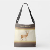 トナカイのシルエットをアイボリー&ブラウンシェード クロスボディバッグ (正面)