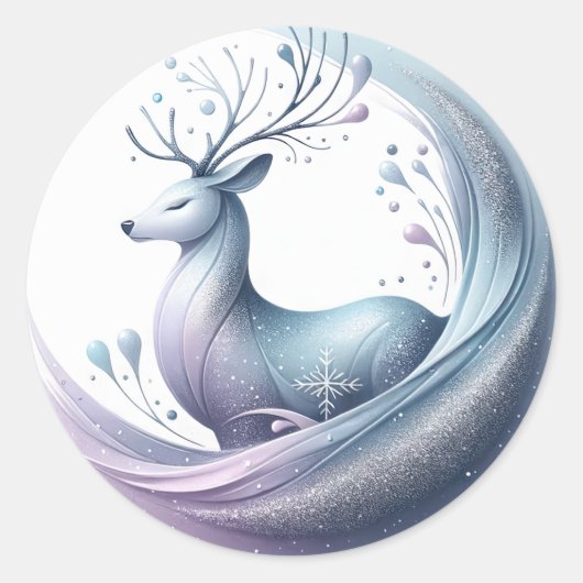 トナカイのシール ラウンドシール (正面)